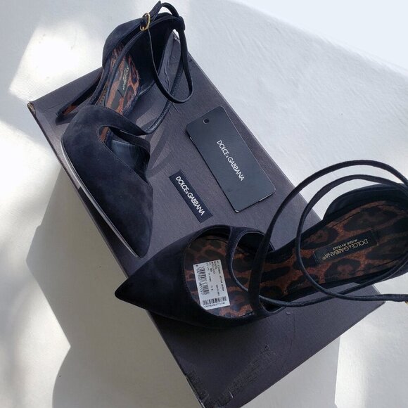 DOLCE & GABBANA NWT BELLUCCI Black Suede Strappy Stilettos 38.5 US 8.5 - Picture 6 of 15